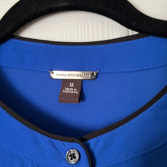 NWT DANA BUCHMAN COLOR BLOCK LONG SLEEVE BUTTON DOWN BLOUSE SIZE 12 - Picture 3 of 7
